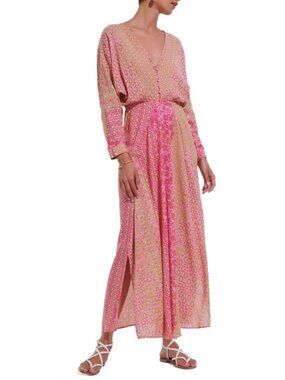 NWT POUPETTE ST BARTH long dress ilona in pink verti batik Size S